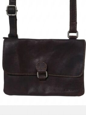 Jack Georges Dark Brown Leather Crossbody Bag Made In India